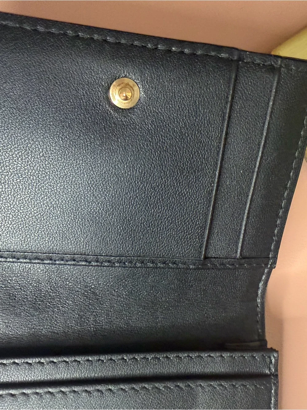 Christian Dior Cannage Lambskin Quilted Black Leather Mini Wallet w/Gold Charms